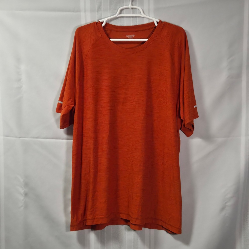 Old Navy T-Shirt Men XXL Orange Breathe On Active Raglan Short Sleeve Reflective